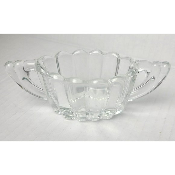 Vintage Heisey Clear Glass Petite Cristolite Ribbed Cream & Sugar Set - Picture 5 of 9